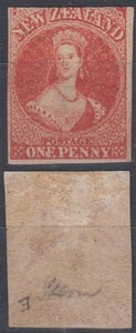 NEW ZEALAND 1862/64 1d. CARMINE-VERMILION IMPERF SG#35 MINT (ID:G4049) - Afbeelding 1 van 1