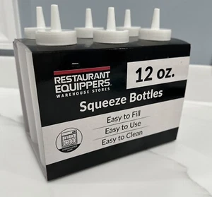 6 Pack Clear 12 oz Plastic Squeeze Bottles Sauce Condiment Arts & Crafts NEW - Picture 1 of 9