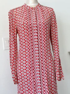 Tory Burch Nantucket Red Primrose Cora Silk Size 10 Dress - Picture 1 of 10