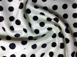 Black on White Octagons - Faux Silk Charmeuse Satin Fabric - Picture 1 of 2