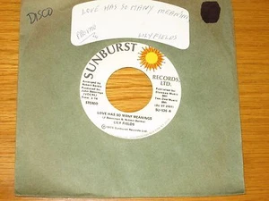 DISCO 45 RPM - LILY FIELDS - SUNBURST 536 - "LOVE HAS SO MANY MEANINGS" - Picture 1 of 2
