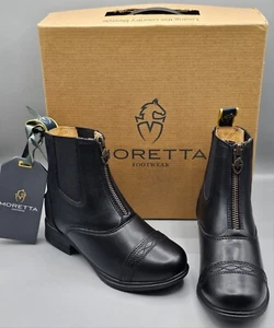 Shires Moretta Clio Paddock Zip-Up Equestrian Riding Boots Black US Size 12 NEW - Picture 1 of 16