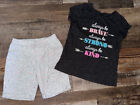 2 piece outfit Girls size 8 shorts sz 7/8 shirt Brave Strong Kind Jumping Beans