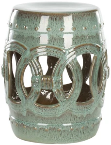 Safavieh Blue Green Ceramic Double Coin Stool in Blue - Picture 1 of 7