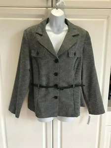 Nuevo Blazer Para Mujer Olivia Matthews Botón Delantero Cinturón Talla 16 B&W  - Imagen 1 de 6