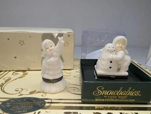 DEPT 56 SNOW BABY BABIES TRINKET BOX I LOVE YOU & You Better Watch Out. Pair New - Picture 1 of 14