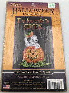 Candamar Design TOO CUTE TO SPOOK Cross Stitch Kit - Pumpkin Ghost Design #5218 - Picture 1 of 2