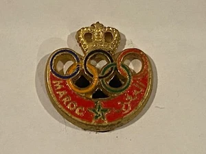 Vintage Old Olympic Games Lapel Hat Pin Morocco Olympic Committee MAROC Tie Tack - Picture 1 of 2