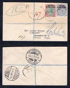 SOMALILAND 1906 registered Cover to Germany