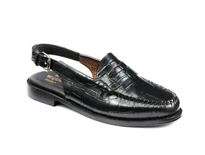 G H Bass Originals $185 Whitney Croco Slingback Black Leather Penny Loafer US 6 - Picture 1 of 5