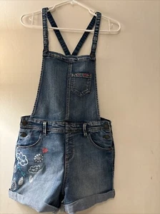 Cat and Jack Overalls Shorts Denim Embroidered Shortalls Girls Size XL - Picture 1 of 9