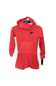 Nike Girls Size 4 Hoodie Velour Dress Tunic Long-Sleeve Racer Pink Size 4  Cozy - Picture 1 of 3
