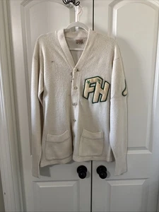 Cárdigan Letterman Vintage Talla 40 Escuela Secundaria Suéter Deportivo Bolsillo Botón 1966 - Imagen 1 de 10