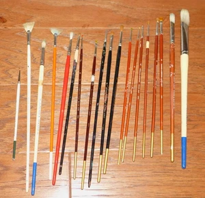 LOT 19 Winsor & Newton NJ Artist Paint Brush Wilton London Red Sable 997++ VNTG! - Picture 1 of 5