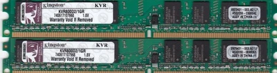 2GB 2x1GB KINGSTON KVR800D2/1GR DDR2-800 PC2-6400 DESKTOP RAM KIT LOW PROFILE - Image 1 of 3