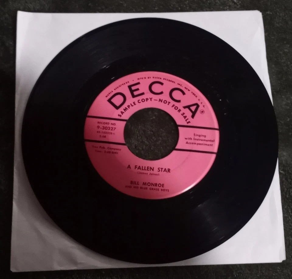 Bill Monroe And His Blue Grass Boys Four Walls / A Fallen Star Promo 45 Decca  - Image 1 of 1