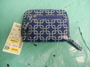 Madison Spencer Kreditkartenetui mit Reißverschluss Blau/Weiß NEU - Bild 1 von 4