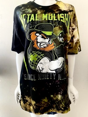 Camiseta tingida personalizada gráfica Mulisha de metal X-Grande (pequeno furo reforçado) - Imagem 1 de 4