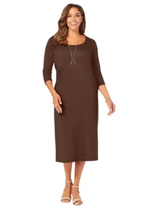 Jessica London Women's Plus Size Knit T-Shirt Dress - 28 W, Pool Blue - Picture 1 of 10
