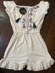 Girls Size M 7 Shorts Romper White Soft & Cozy One Piece - Picture 1 of 4