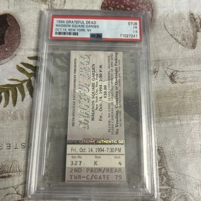 Boleto de concierto de Grateful Dead 14 de octubre de 1994 MSG NY Jerry Garcia Bob Weir PSA 1,5 Foto 1 de 2