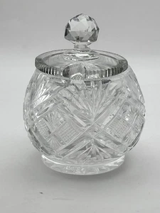 Antikes ABP Amerikanisches Brillant Periode geschliffenes Glas Senf Marmelade Gelee mit Deckel - Bild 1 von 8