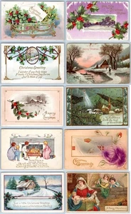LOT/10 ANTIKE WEIHNACHTEN VINTAGE POSTKARTEN FRÜHE 1900er ZUSTAND VARIIERT #138 - Bild 1 von 2