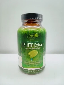 Irwin Naturals DOUBLE POTENCY 5-HTP Extra Mood Relaxation 60 SOFTGELS 09/26 - Picture 1 of 3