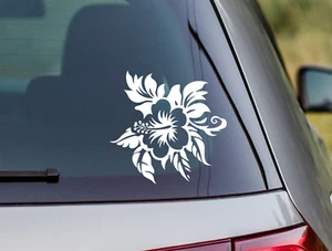 Pegatina flor hibisco 12x12cm ventana coche vinilo calcomanía popular tabla surf niña - Imagen 1 de 7