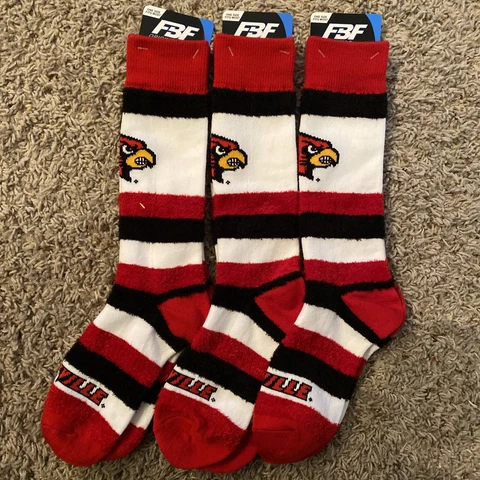 LOT OF 3 PAIRS - Louisville Cardinals UL Mens FBF Originals Cards Crew Socks Cover