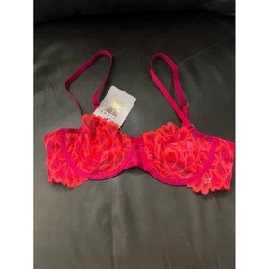 Savage Not Sorry Unlined Lace Balconette Bra - Red - Size 36B - Picture 1 of 3