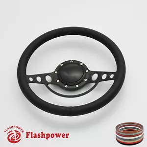 14" Billet Steering Wheels Black Full Wrap Ford Thunderbird Mustang EXP w/ Horn - Bild 1 von 10