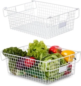 XXL Stackable Wire Baskets for Organizing — Set of 2 White Wire Storage Granrosi - Picture 1 of 6