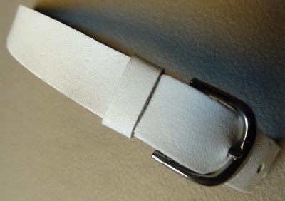 ULTRA THIN & LIGHT Piece White Faux Leather 12mm Watch Band Silver Tone Buckle - Image 1 of 4