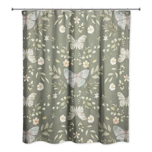 Creative Products Forest Green Butterfly Pattern 71x74 Shower Curtain - Picture 1 of 2