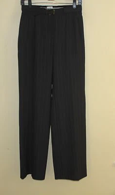 ARMANI Collezioni Italy CHARCOAL Woven Wool Textured Straight Leg Pants Sz 6 - Image 1 of 4