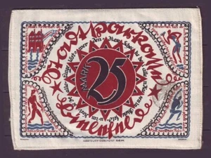 q6885/ Bielefeld Notgeld 25 marcos impresos en seda 1921 (con control de cancelación) - Imagen 1 de 2
