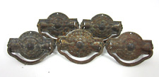 Lot of 5 VTG French Country Drawer Pulls Antique Floral Pressed Metal Rusty
