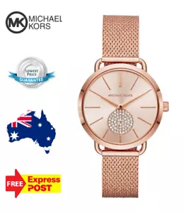NEW MICHAEL KORS PORTIA MK3845 ALL ROSE GOLD/CRYSTAL WOMENS LADIES QUARTZ WATCH - Picture 1 of 11