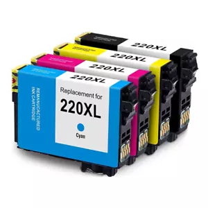 Inchiostro 4PK Hi-Yield BKCMY 220 XL per Epson XP320 420 424 WF2630 2650 2660 2750 2760 - Foto 1 di 1