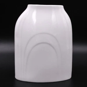 Art Deco White Ceramic Pottery Vase Curved Arches Drape Vintage UK - Picture 1 of 10