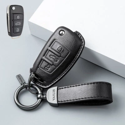 Leather Flip Key Case Cover For Audi A1 A3 A6 Q2 Q3 Q7 TT TTS R8 S3 S6 RS3 RS6 - Image 1 of 4