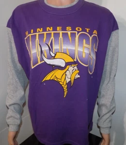 Minnesota Vikings Vintage Grunge Style Thermal Long Sleeved T-Shirt (Large) 1993 - Picture 1 of 6