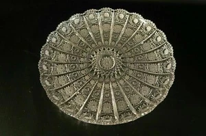 Vintage Bohemian Crystal Round Tray Hand Deep Cut Crystal. - Picture 1 of 3