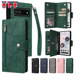 Zipper Wallet Case Flip Leather Cover For Google Pixel 7A 7 Pro 6A 5 XL 4A 5G 3A - Picture 1 of 75