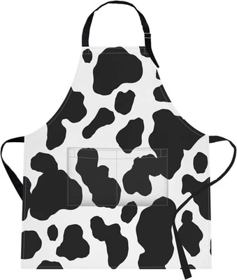 Apron Home Kitchen Cooking Baking Gardening for Women Men with Pockets Cow Da... - Imagem 1 de 2