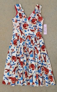 Retro Swing Lobster, Shrimp and Crab Design Lolita  Dress Large - Picture 1 of 4