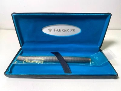 Parker 75 Cisele серебро плоский верх перьевая ручка США с коробками и бумагами - Изображение 1 из 4