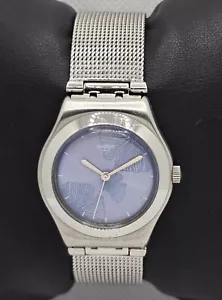 Orologio Donna Swatch Irony Blu Quadrante Floreale Tono Argento Cinturino Maglia Regolabile 04 - Foto 1 di 10