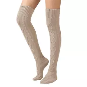 Women's Cable Knit Boot Stockings Extra Long Thigh High Leg Warmers Winter Fl... - Picture 1 of 4